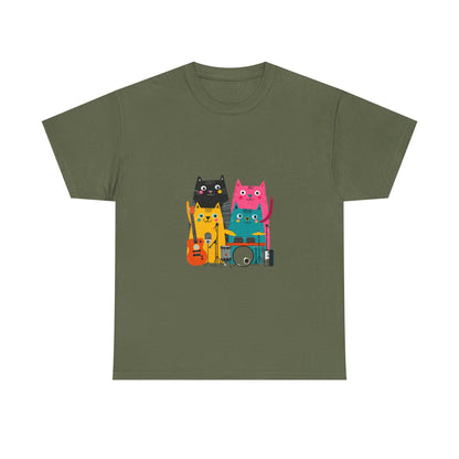 Band Cats T-Shirt – Colorful Cat Music Graphic Tee