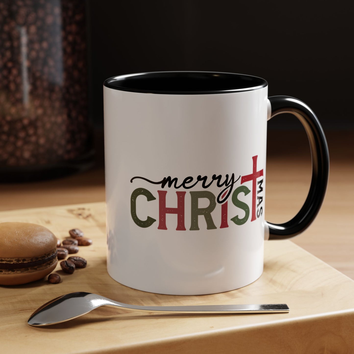 Merry Christmas Accent Coffee Mug - Festive Religious Christmas New Year Gift (11/15oz)