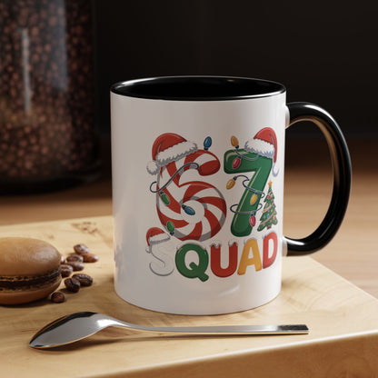 Christmas 07 Squad Accent Coffee Mug – Holiday Candy Cane & Santa Hat Design