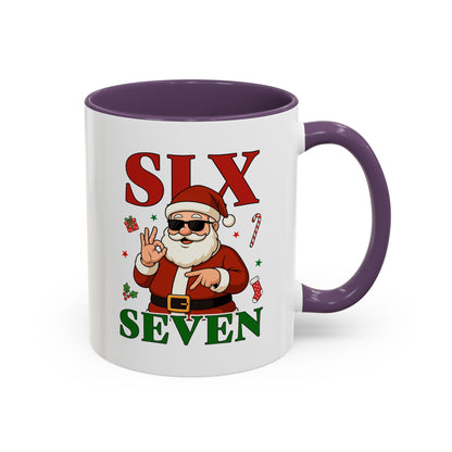 Accent Coffee Mug — 'SLX SEVEN' Cool Santa Christmas Mug (11/15oz)