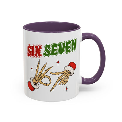 Six Seven Holiday Accent Coffee Mug — Festive Skeleton Hand Christmas New Year Gift (11/15oz)