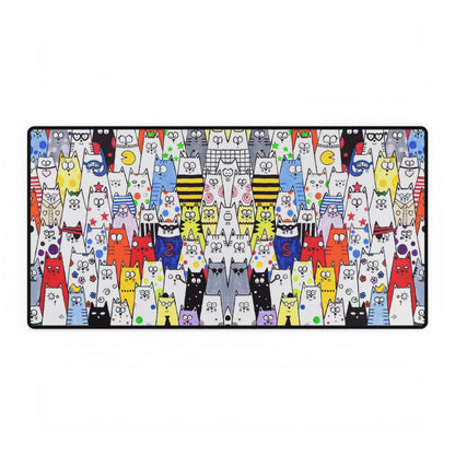 Colorful Cat Crowd Desk Mat — Cute Cartoon Cats Gaming Mouse Pad