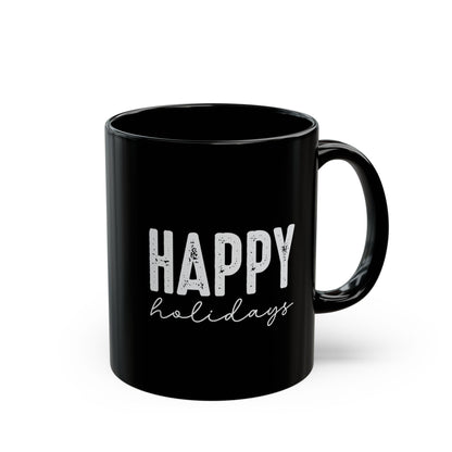 Happy Holidays Mug – Minimalist Christmas Coffee Cup – Simple Gift for Women & Men