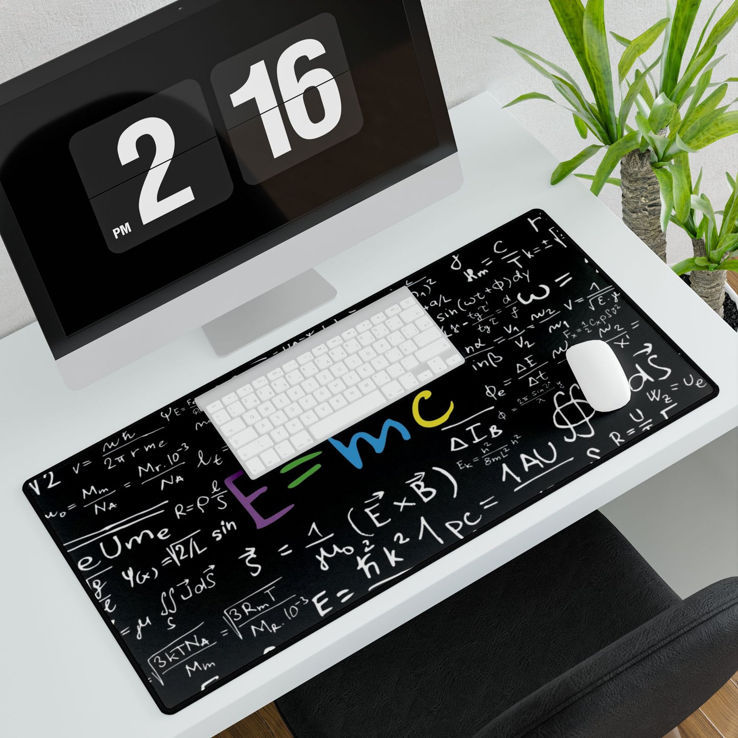 E=mc Science Desk Mat — Math & Physics Formula Gaming/Worksurface Pad