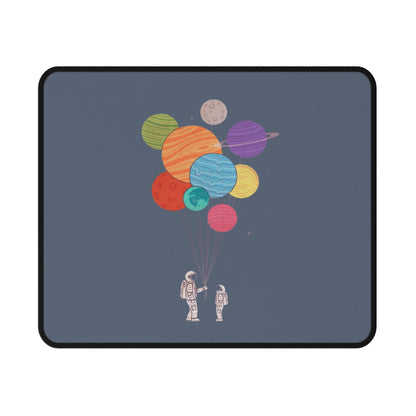 Space Balloon Mouse Pad — Astronauts Holding Planet Balloons Non‑Slip Gaming Pad