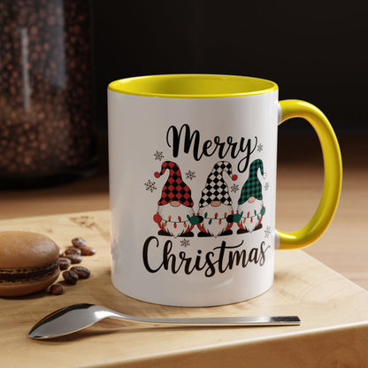 Merry Christmas Gnome Accent Coffee Mug – Holiday 11/15oz Ceramic