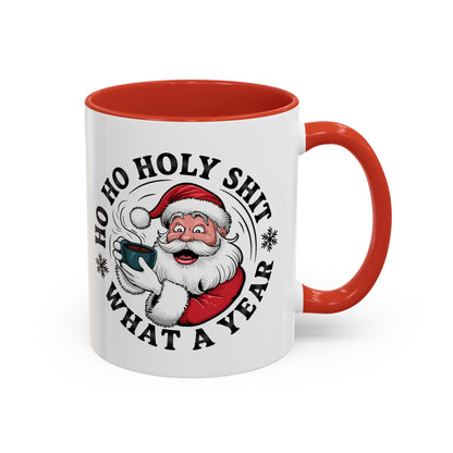 Funny Santa Christmas Mug – Ho Ho Holy Shit What a Year Holiday Coffee Cup