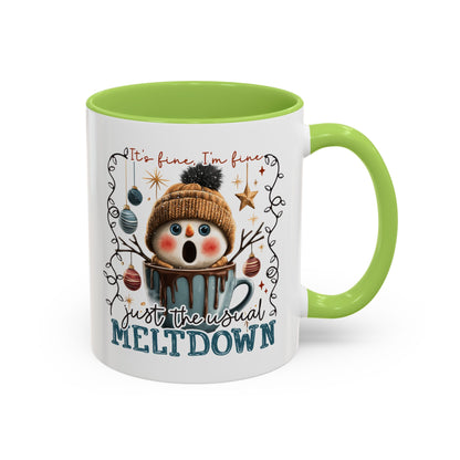 Coffee Mug — It's Fine, I'm Fine Snowman Holiday Meltdown