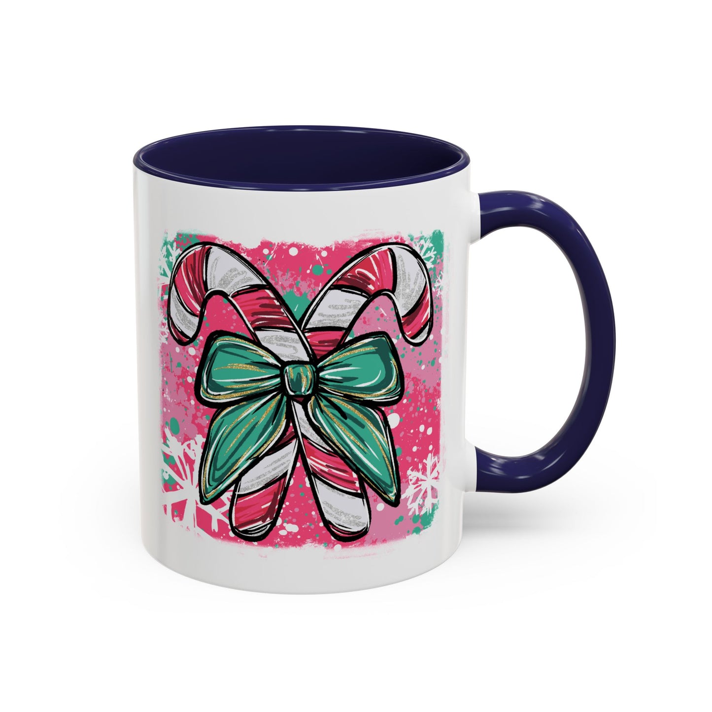Candy Cane Bow Coffee Mug — Festive Holiday Accent Mug (11/15oz)