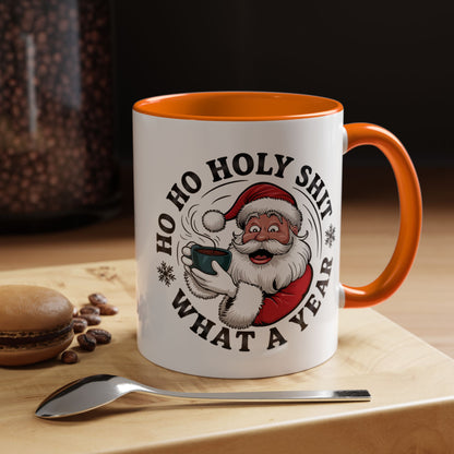 Funny Santa Christmas Mug – Ho Ho Holy Shit What a Year Holiday Coffee Cup