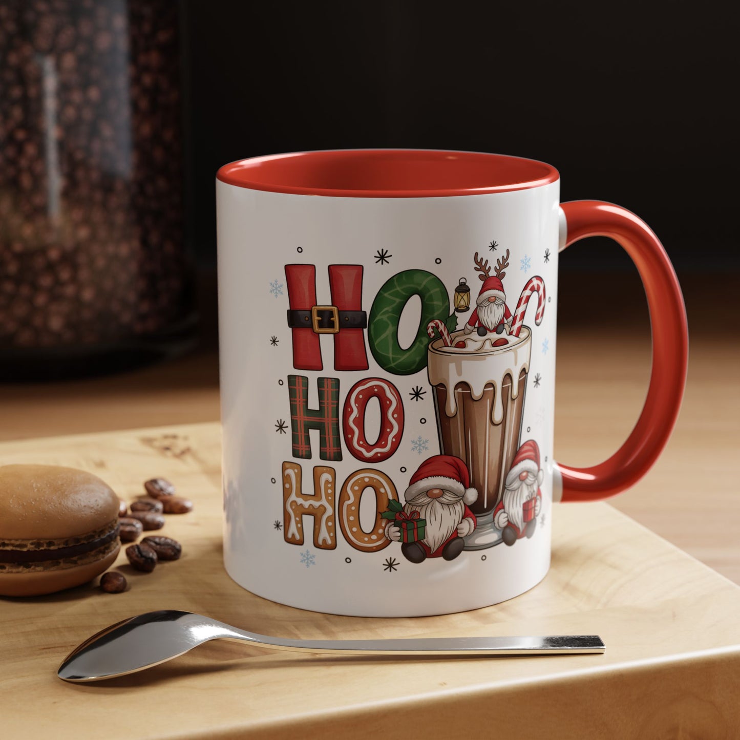 Ho Ho Ho Christmas Coffee Mug — Festive Santa Gnomes Hot Cocoa Accent Mug (11/15oz)