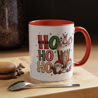 Ho Ho Ho Christmas Coffee Mug — Festive Santa Gnomes Hot Cocoa Accent Mug (11/15oz)
