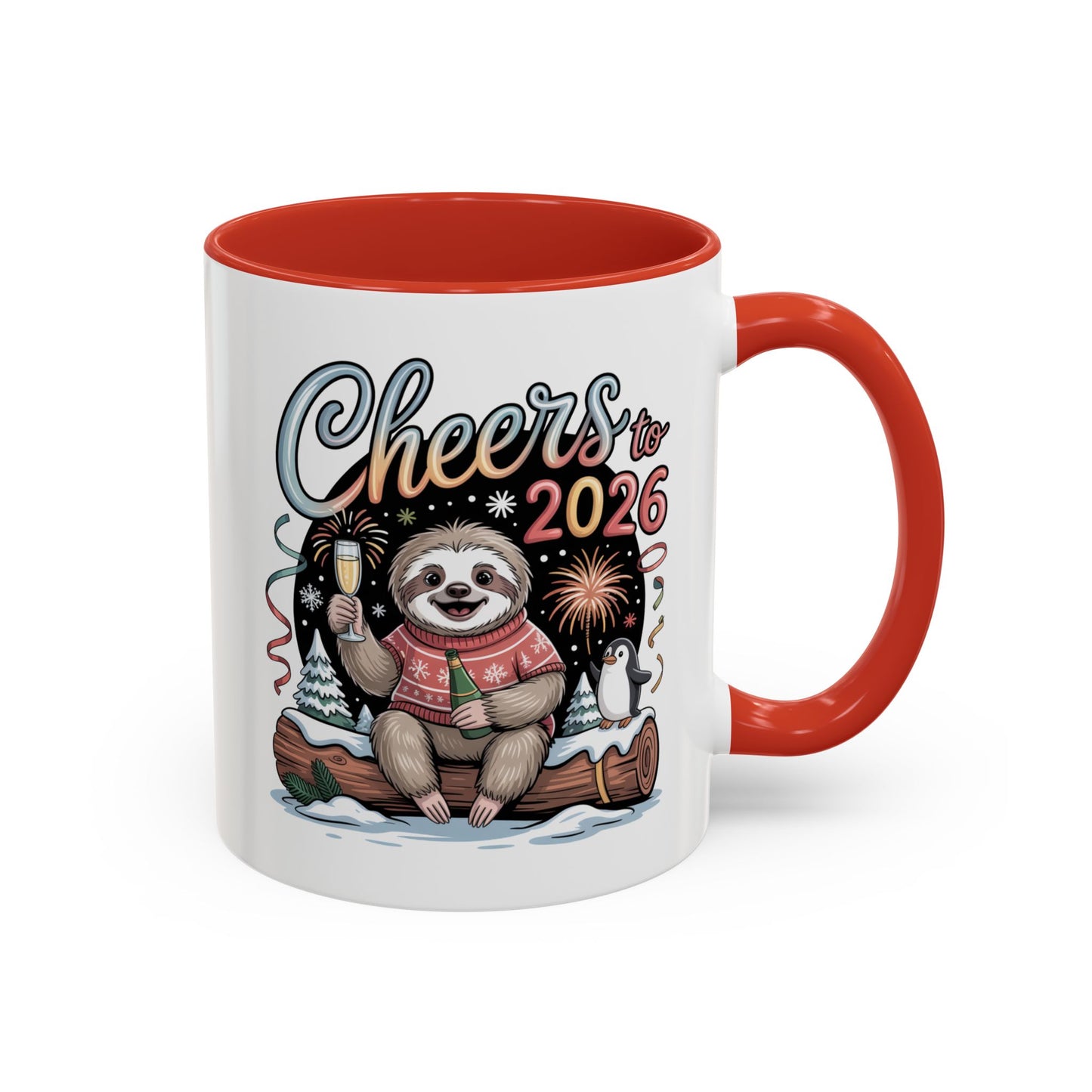 Cheers to 2026 Sloth New Year Mug – Cute Celebration Coffee Cup