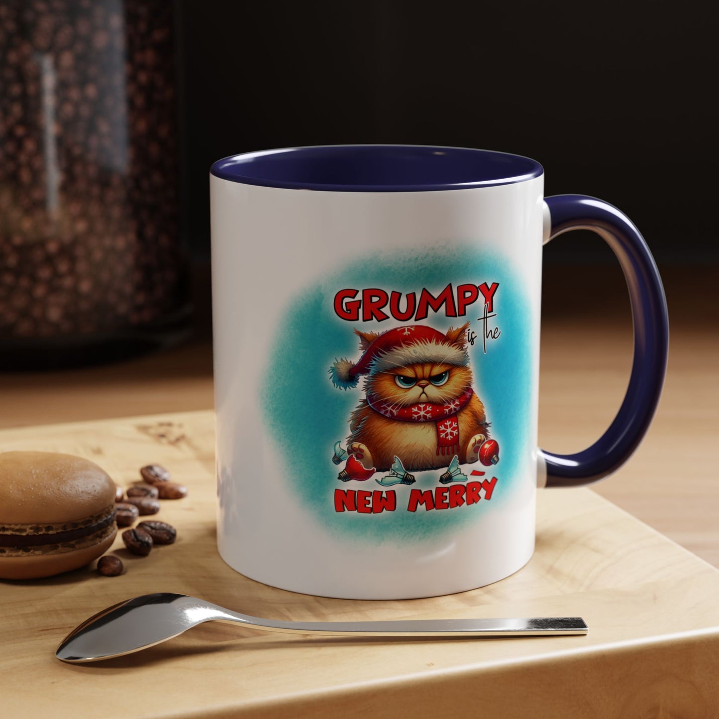 Grumpy But Merry Holiday Cat Accent Coffee Mug (11/15oz)