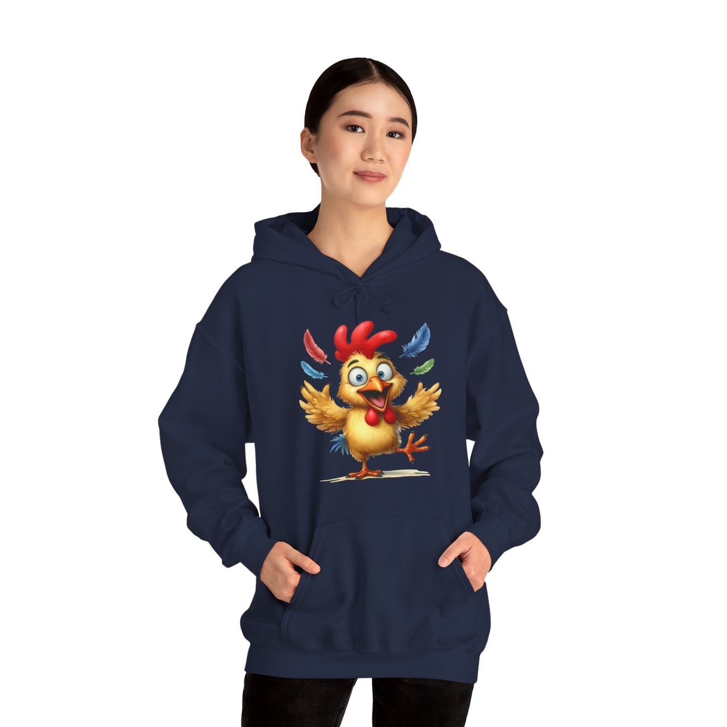Cute Dancing Chicken Hoodie – Colorful Rooster Cartoon Pullover