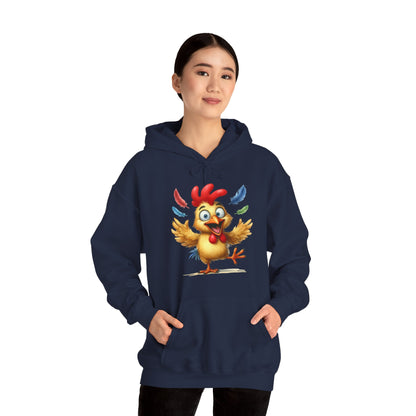 Cute Dancing Chicken Hoodie – Colorful Rooster Cartoon Pullover