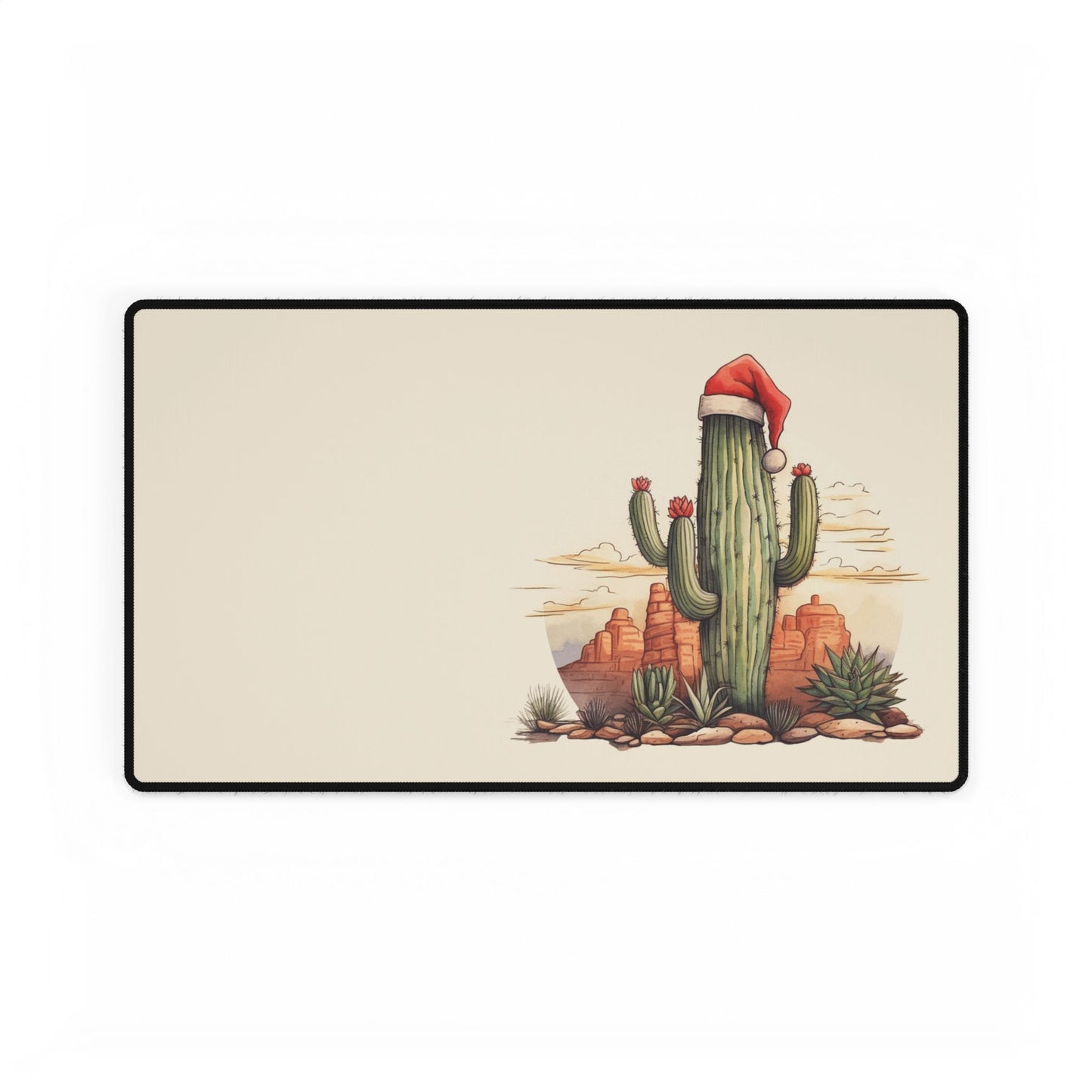 Cactus Santa Desk Mat — Festive Southwestern Mousepad Desk Pad