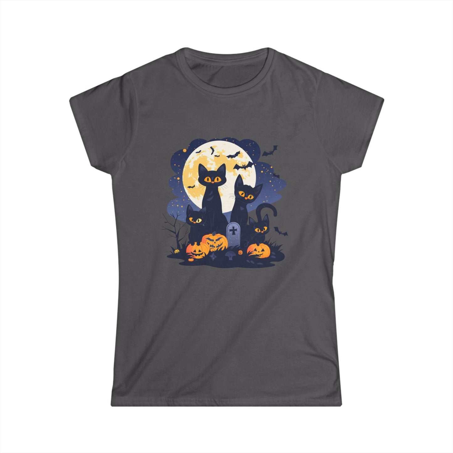 Women's Halloween Cat Tee, Cute Cat Shirt, Halloween Costume, Ghostly Pet Lover Gift