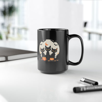 Halloween Black Cat Mug – Spooky Pumpkin Design