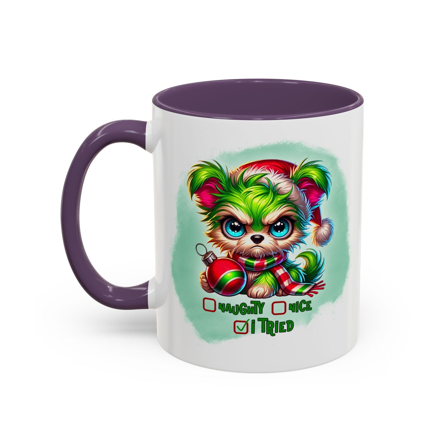 Christmas Bear Accent Coffee Mug — Cute Naughty or Nice Holiday 11/15oz