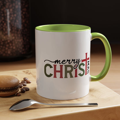 Merry Christmas Accent Coffee Mug - Festive Religious Christmas New Year Gift (11/15oz)