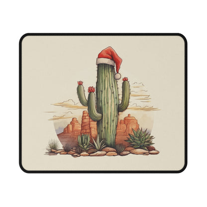 Christmas Cactus Mouse Pad - Festive Saguaro Non-Slip Gaming Pad