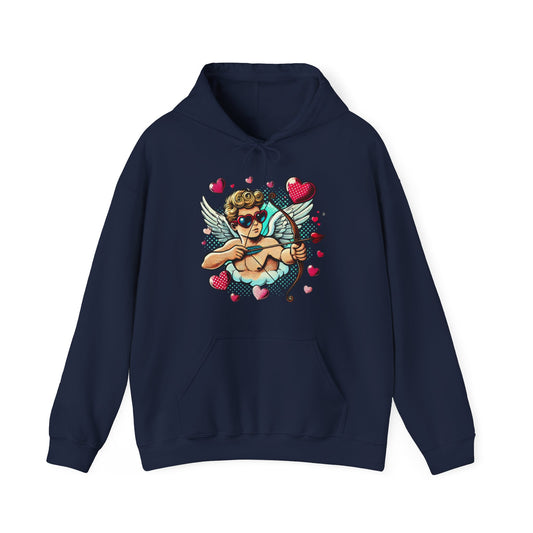 Cupid Tattoo Hoodie — Retro Cherub with Hearts Pullover for Valentine’s Day