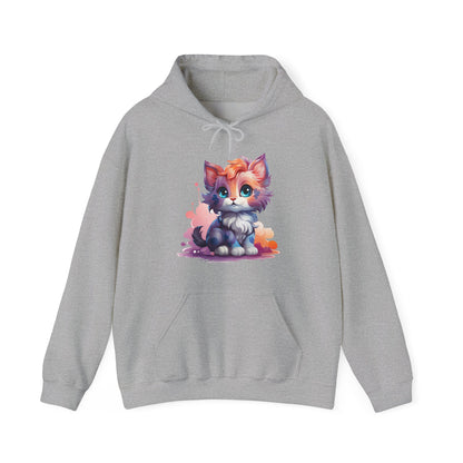 Cute Watercolor Kitten Hoodie — Adorable Colorful Cat Graphic Sweatshirt