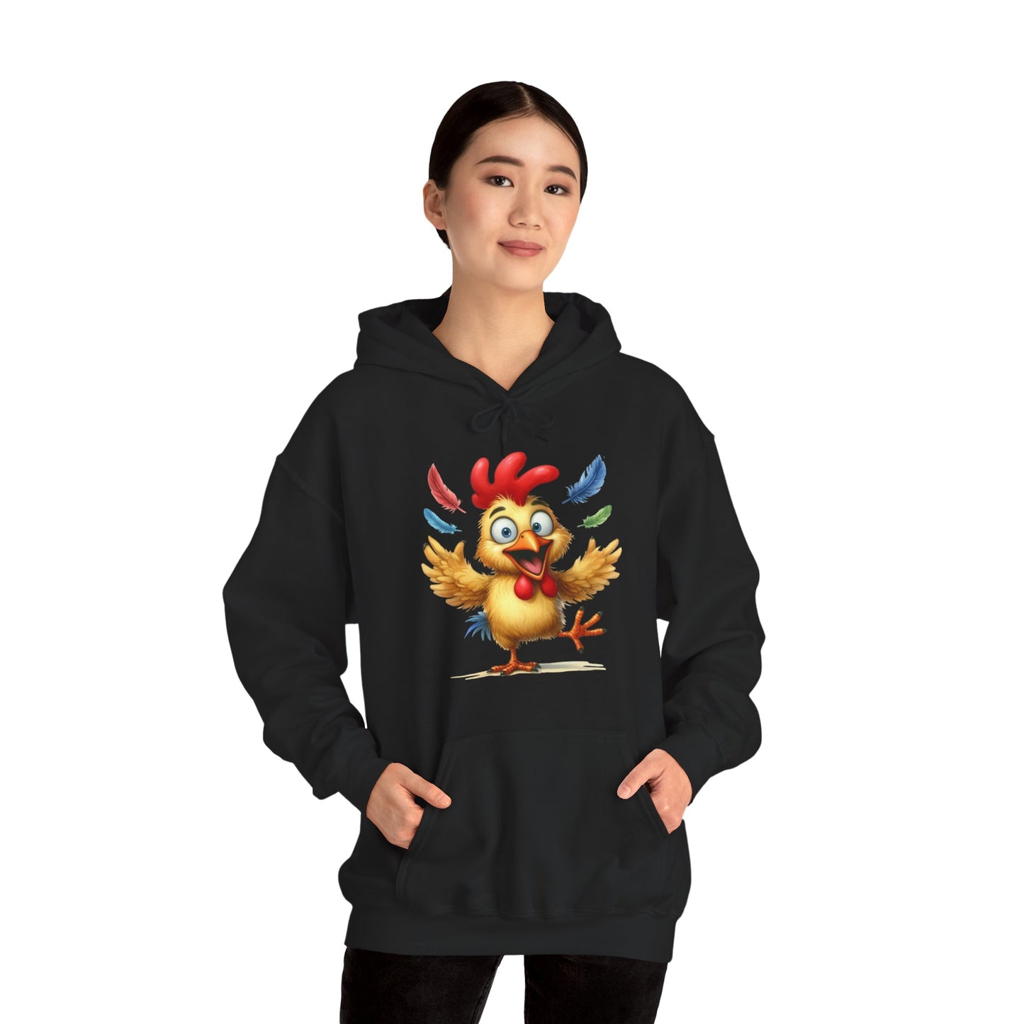 Cute Dancing Chicken Hoodie – Colorful Rooster Cartoon Pullover