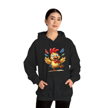 Cute Dancing Chicken Hoodie – Colorful Rooster Cartoon Pullover
