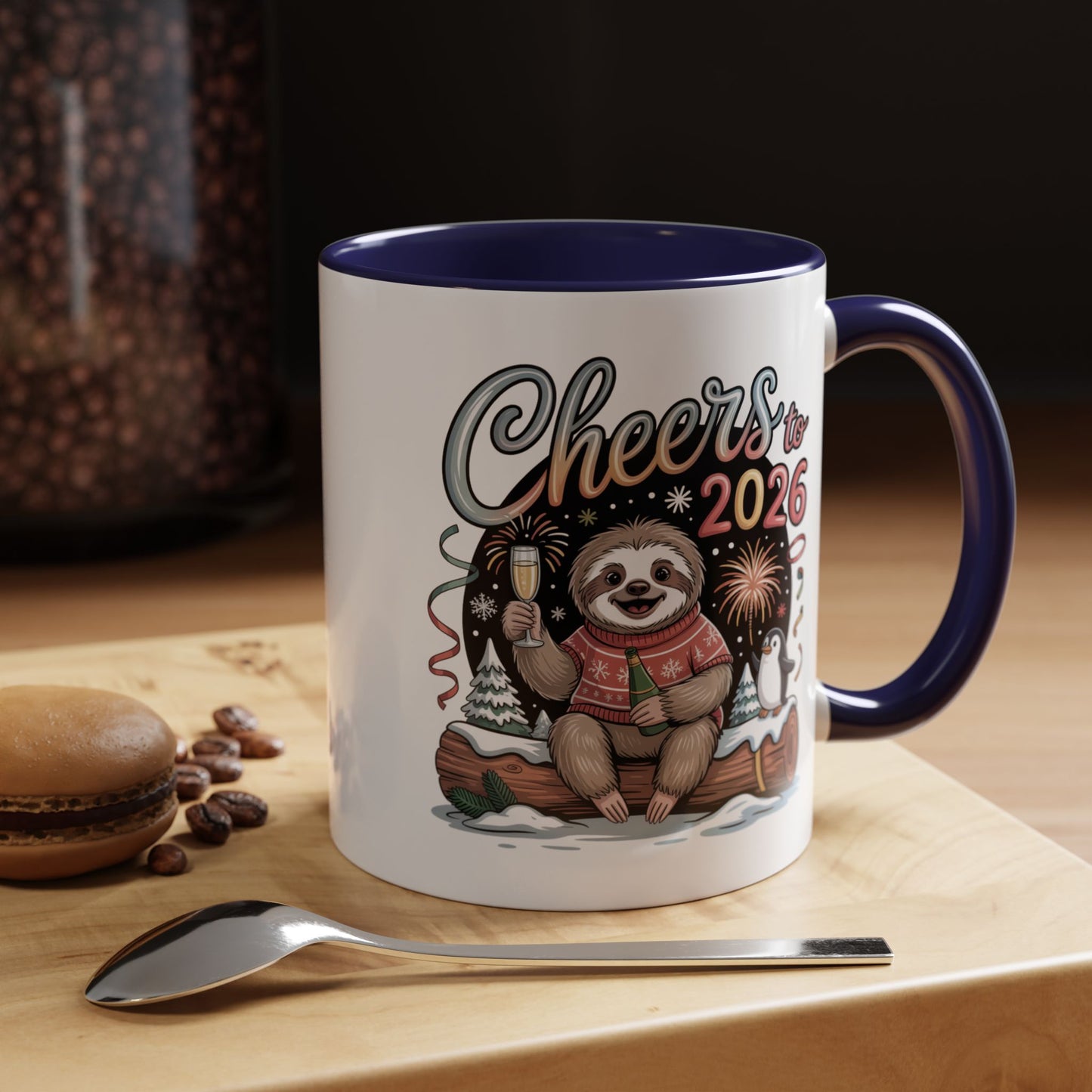 Cheers to 2026 Sloth New Year Mug – Cute Celebration Coffee Cup