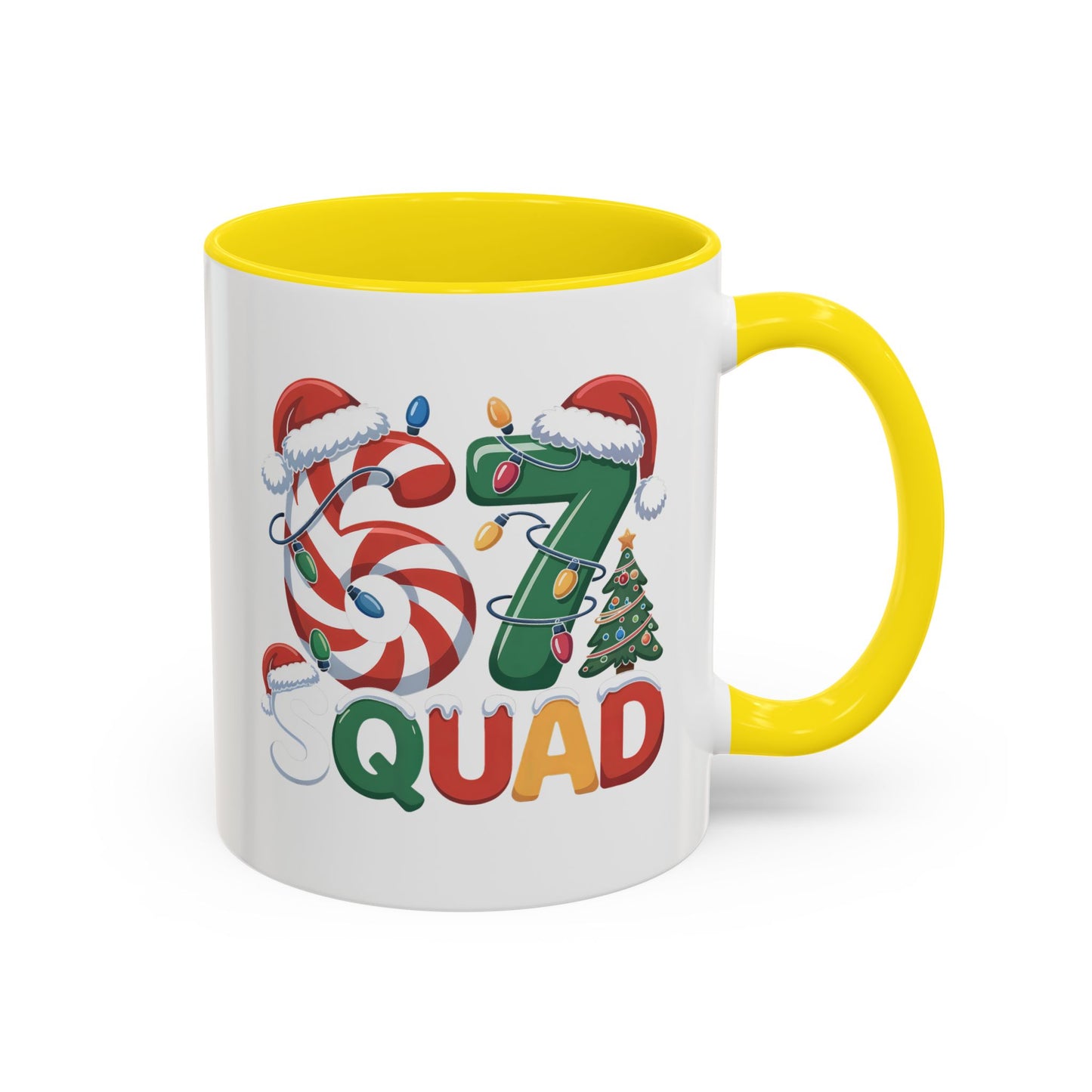 Christmas 07 Squad Accent Coffee Mug – Holiday Candy Cane & Santa Hat Design
