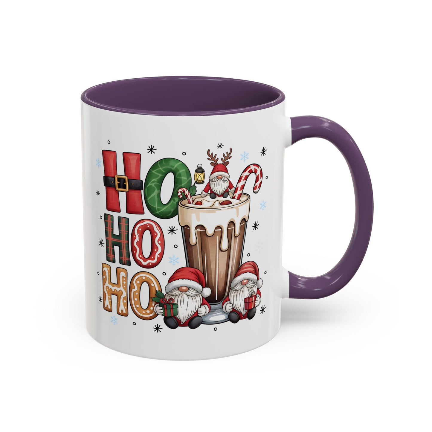 Ho Ho Ho Christmas Coffee Mug — Festive Santa Gnomes Hot Cocoa Accent Mug (11/15oz)