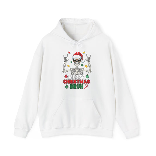 Christmas Skull Hoodie – “Merry Christmas Bruh” Holiday Skeleton Sweatshirt