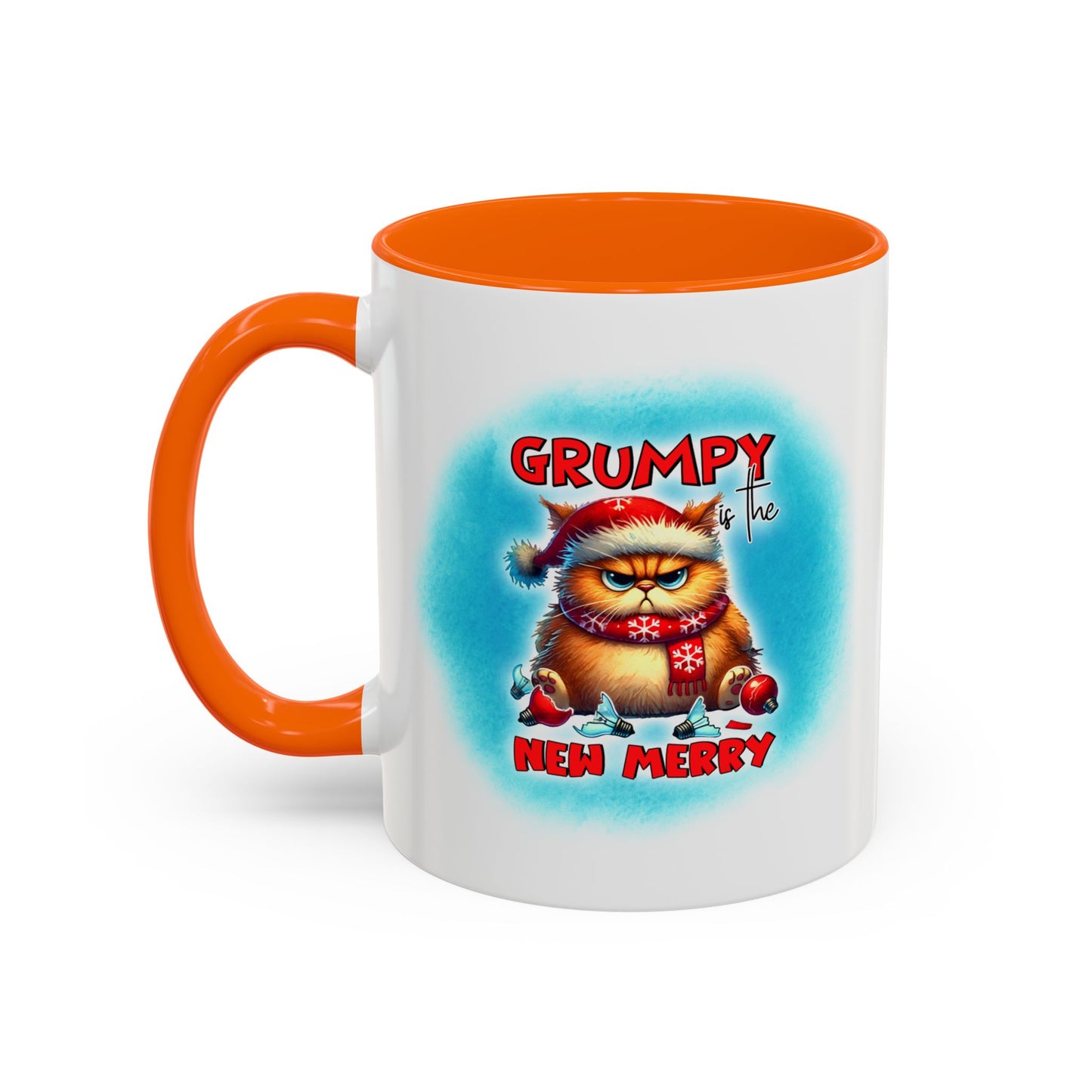 Grumpy But Merry Holiday Cat Accent Coffee Mug (11/15oz)