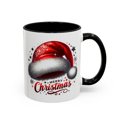 Merry Christmas Mug – Santa Hat Coffee Cup – Festive Holiday Red & White New Year Gift Mug