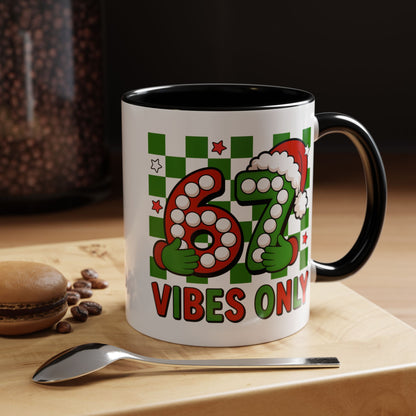 67 Vibes Only Christmas Coffee Mug — Festive Retro Numbering Holiday Mug