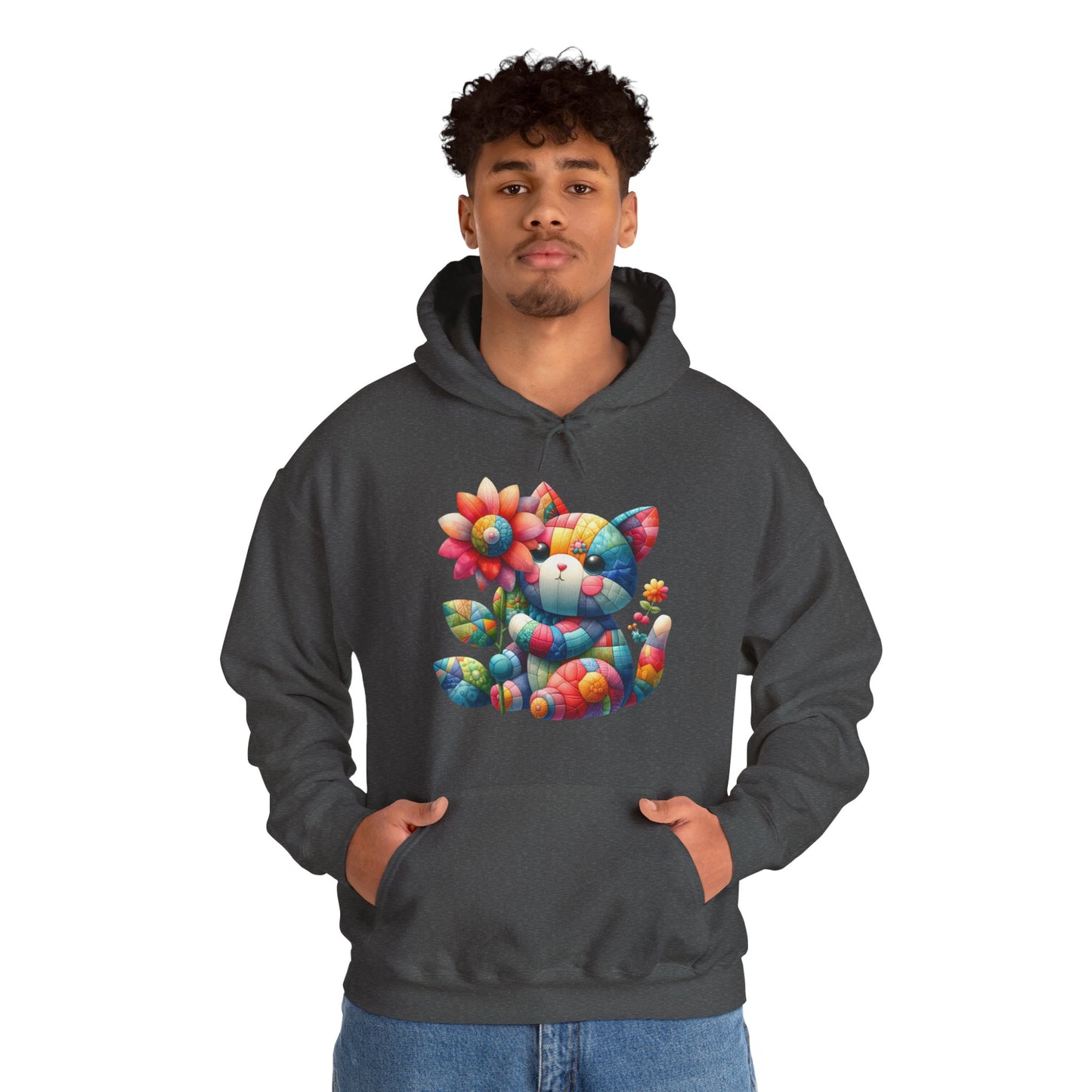 Colorful Floral Cat Hoodie — Cute Rainbow Cat with Flower Graphic