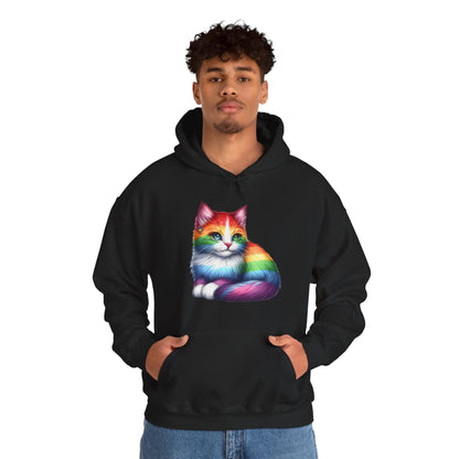 Rainbow Cat Hoodie — Colorful Pride Kitten Pullover
