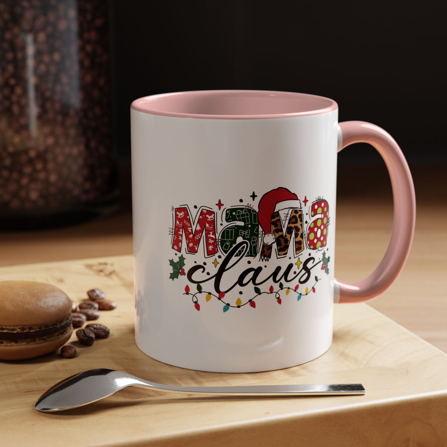 Mama Claus Accent Coffee Mug — Festive Christmas Holiday Mom Coffee Cup (11/15oz)