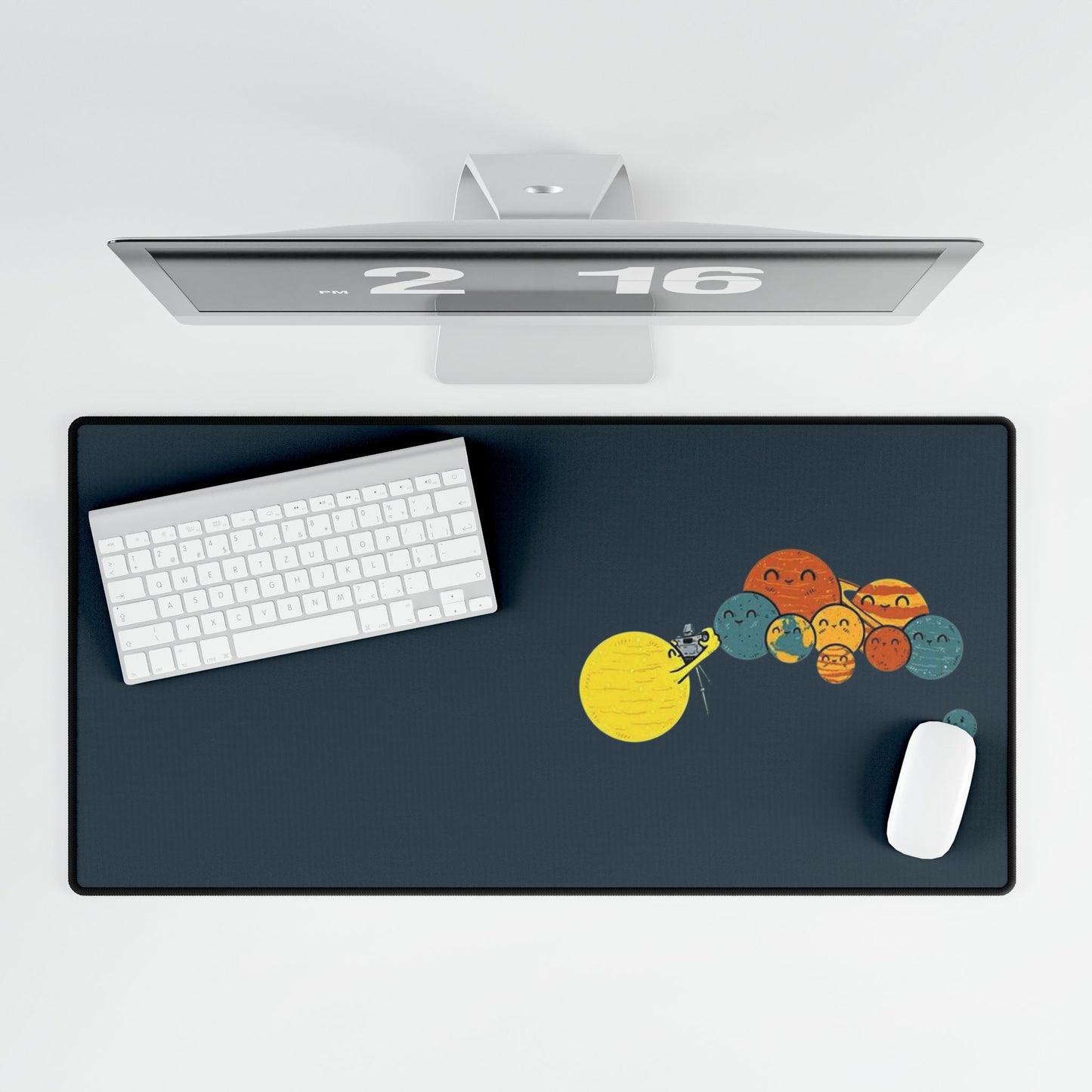 Solar System Desk Mat — Cute Cartoon Planets & Sun Gaming Mouse Pad