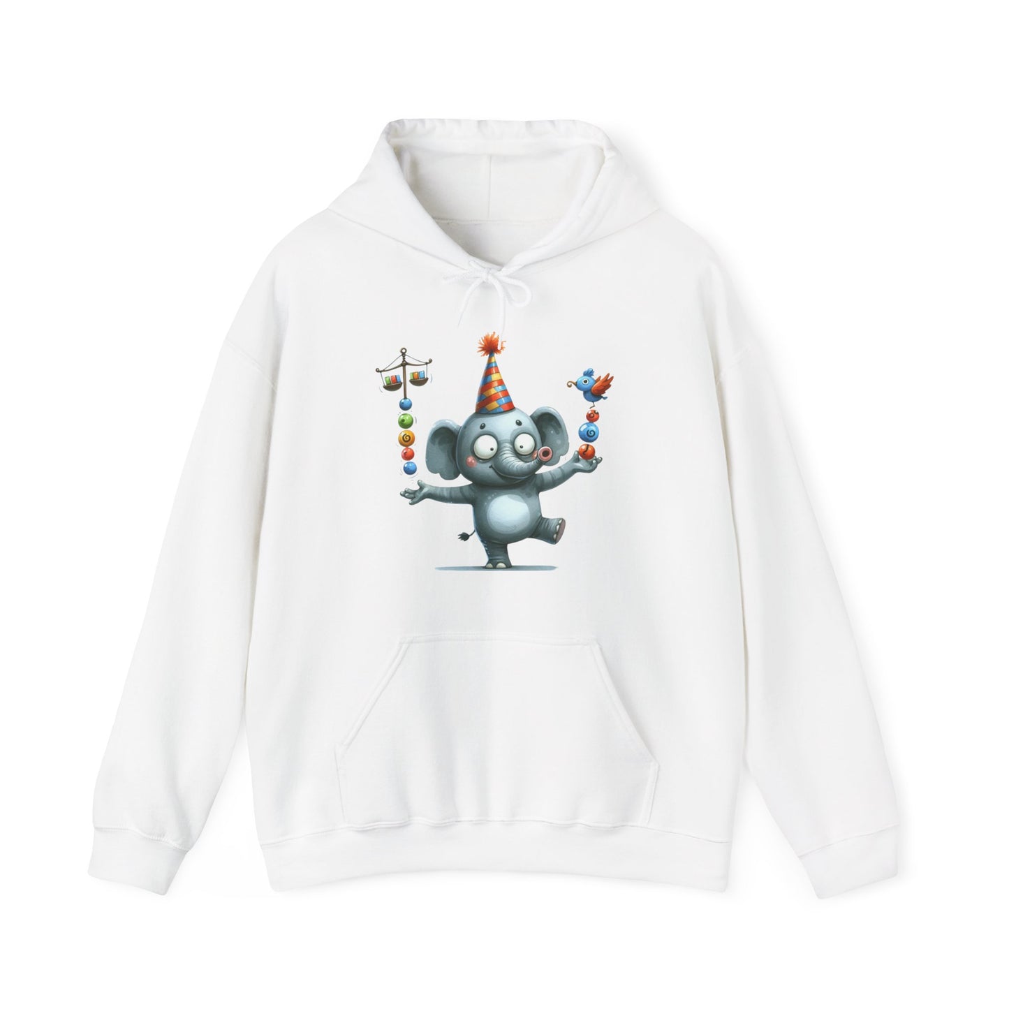 Elephant Birthday Party Hoodie — Cute Juggling Elephant Kids Graphic Hoodie