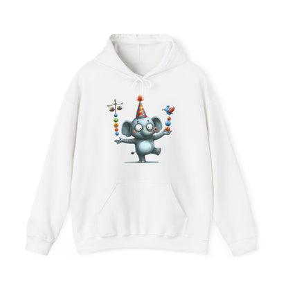 Elephant Birthday Party Hoodie — Cute Juggling Elephant Kids Graphic Hoodie