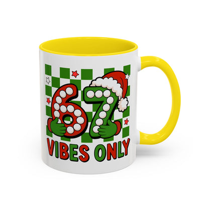 67 Vibes Only Christmas Coffee Mug — Festive Retro Numbering Holiday Mug