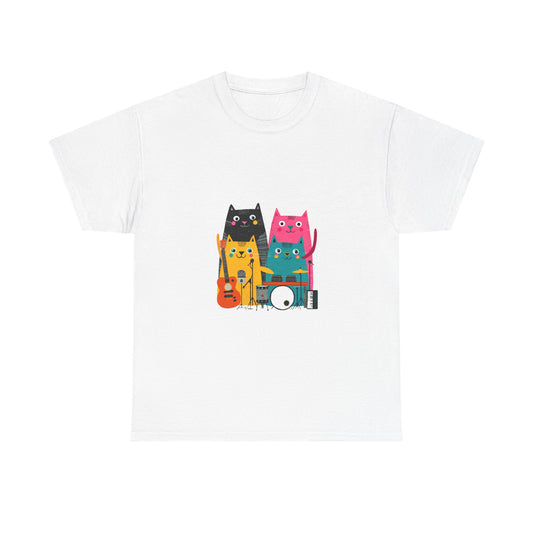 Band Cats T-Shirt – Colorful Cat Music Graphic Tee