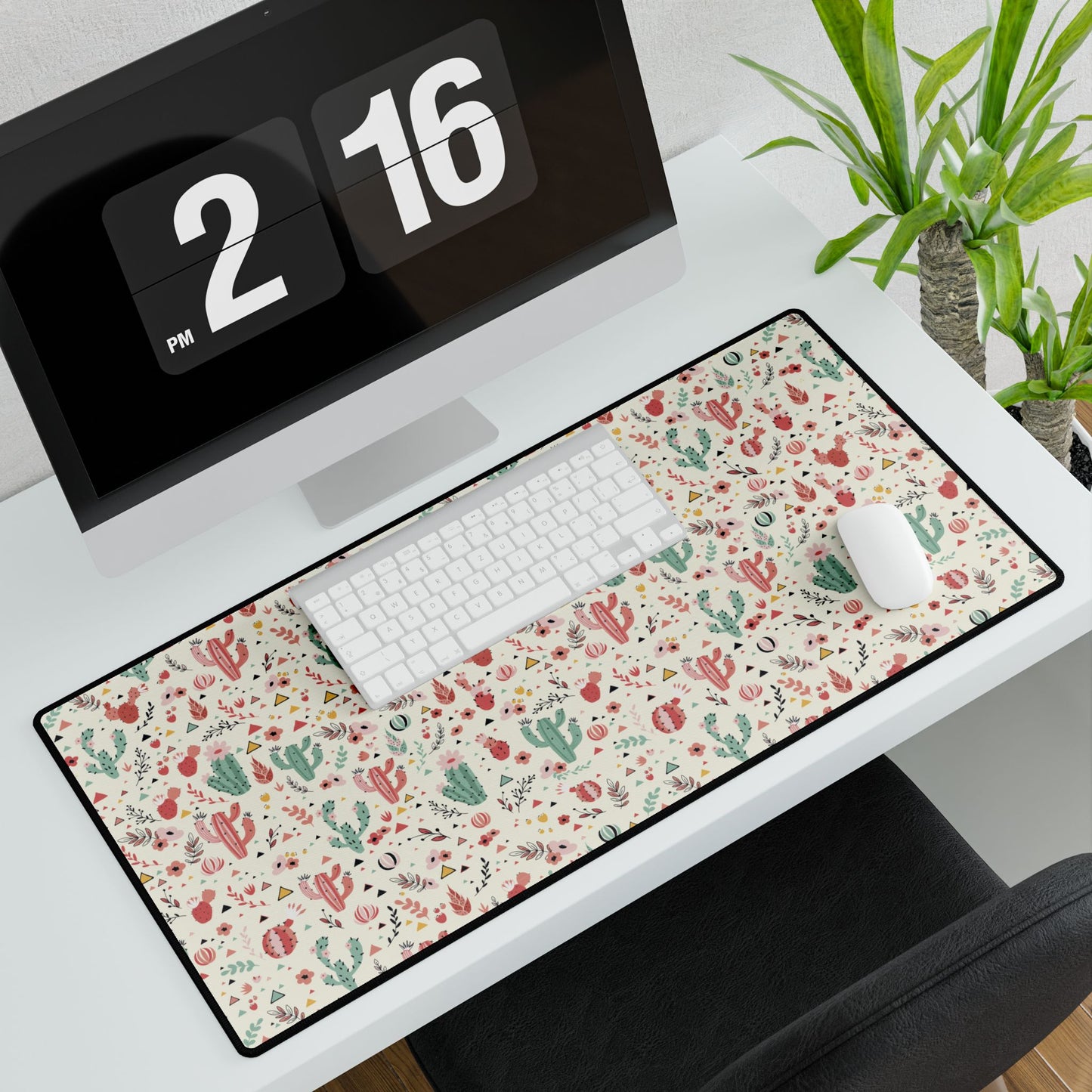Cactus Garden Desk Mat — Large Floral Desert Mouse Pad