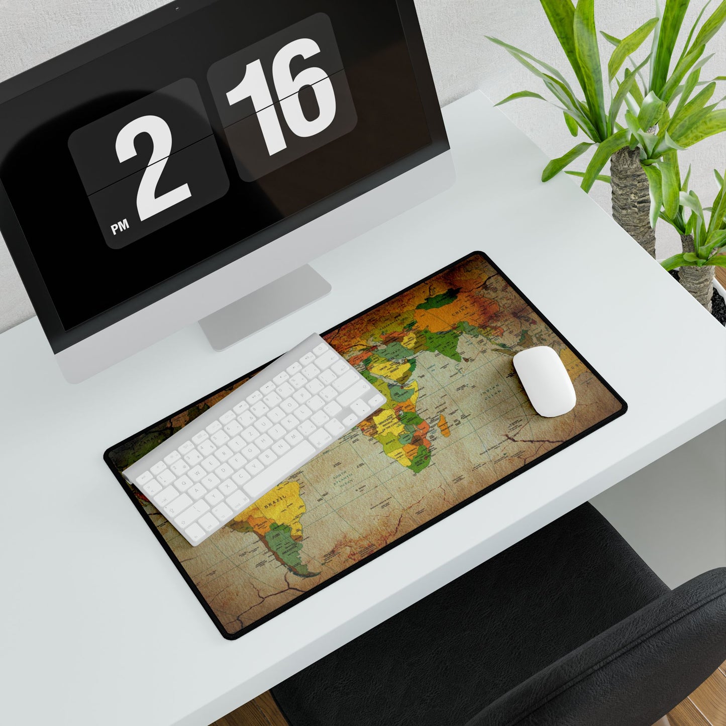 Vintage World Map Desk Mat — Large Travel-Themed Mousepad & Desk Protector