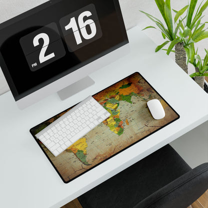 Vintage World Map Desk Mat — Large Travel-Themed Mousepad & Desk Protector