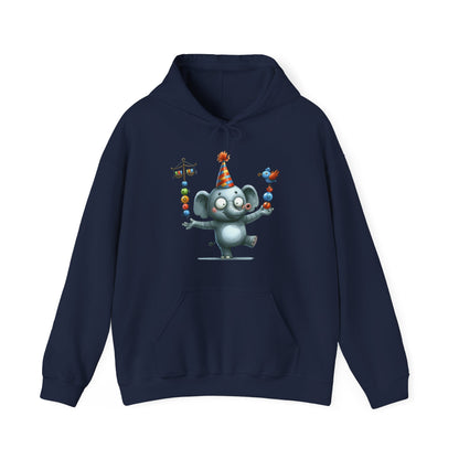 Elephant Birthday Party Hoodie — Cute Juggling Elephant Kids Graphic Hoodie