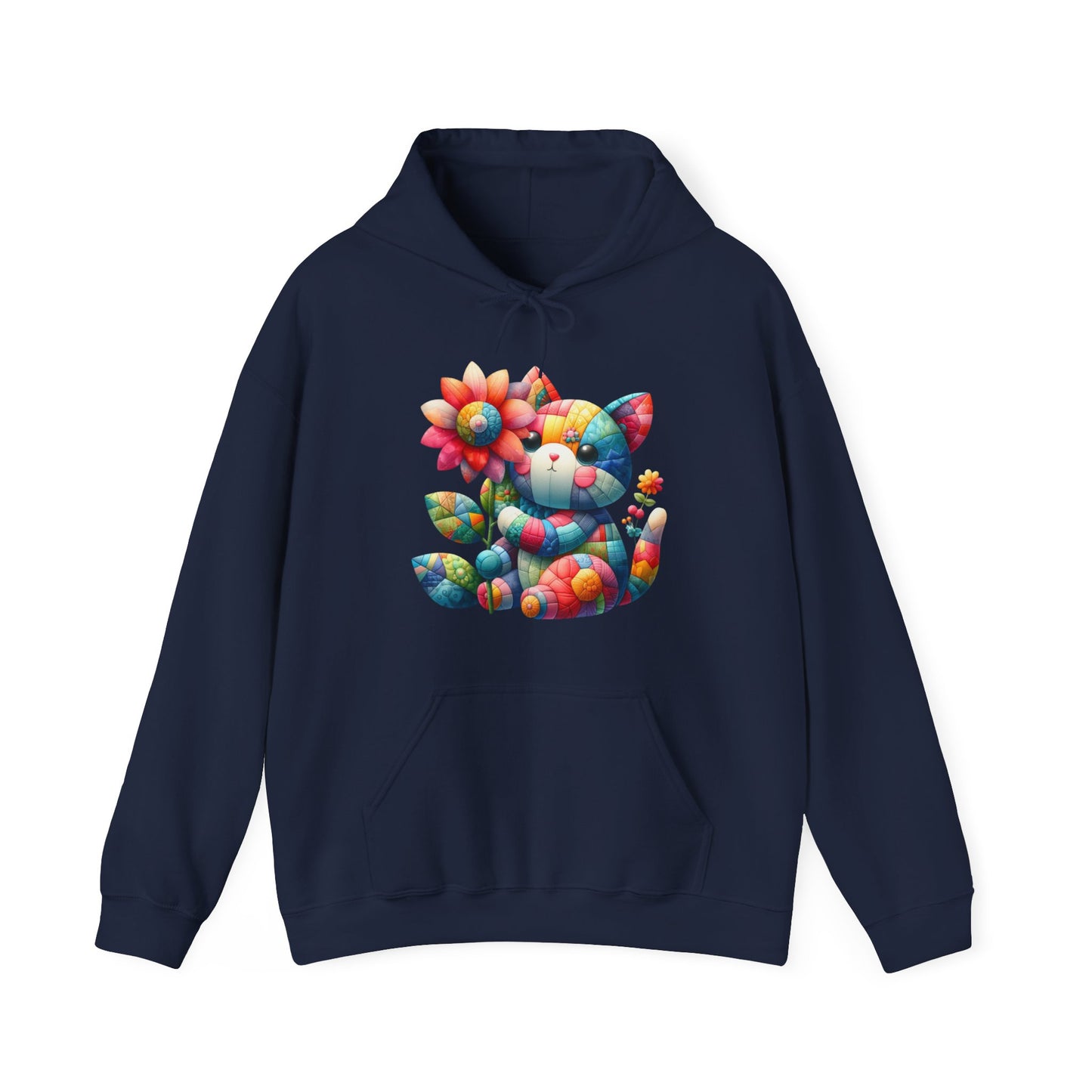 Colorful Floral Cat Hoodie — Cute Rainbow Cat with Flower Graphic